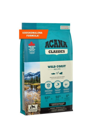 Pašarai Acana Classics Wild Coas Suaugęs Lašišos raudonumo spalva Žuvis 9,7 Kg