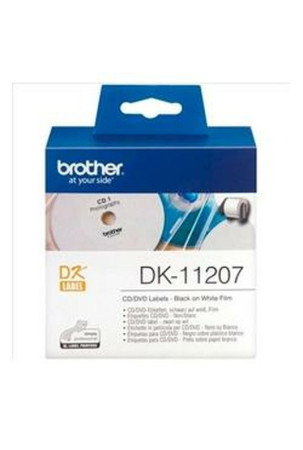 Etiketės spausdinimui Brother DK-11207 CD/DVD ø 58 mm Juoda / balta