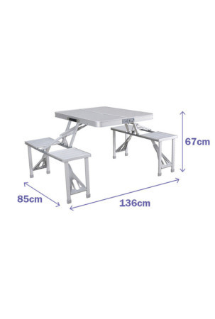 Pikniko stalas Marbueno Aliuminis Pilka 136 x 67 x 85 cm