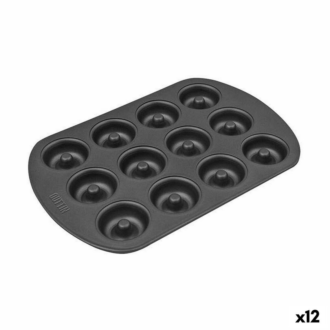 Orkaitė forma Quttin Juoda Anglies plienas Spurgos 26,5 x 18 x 2 cm (12 vnt.)