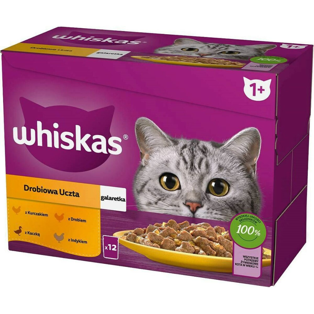 Kačių maistas Whiskas         Višta Turkija Antis Paukščiai 12 x 85 g