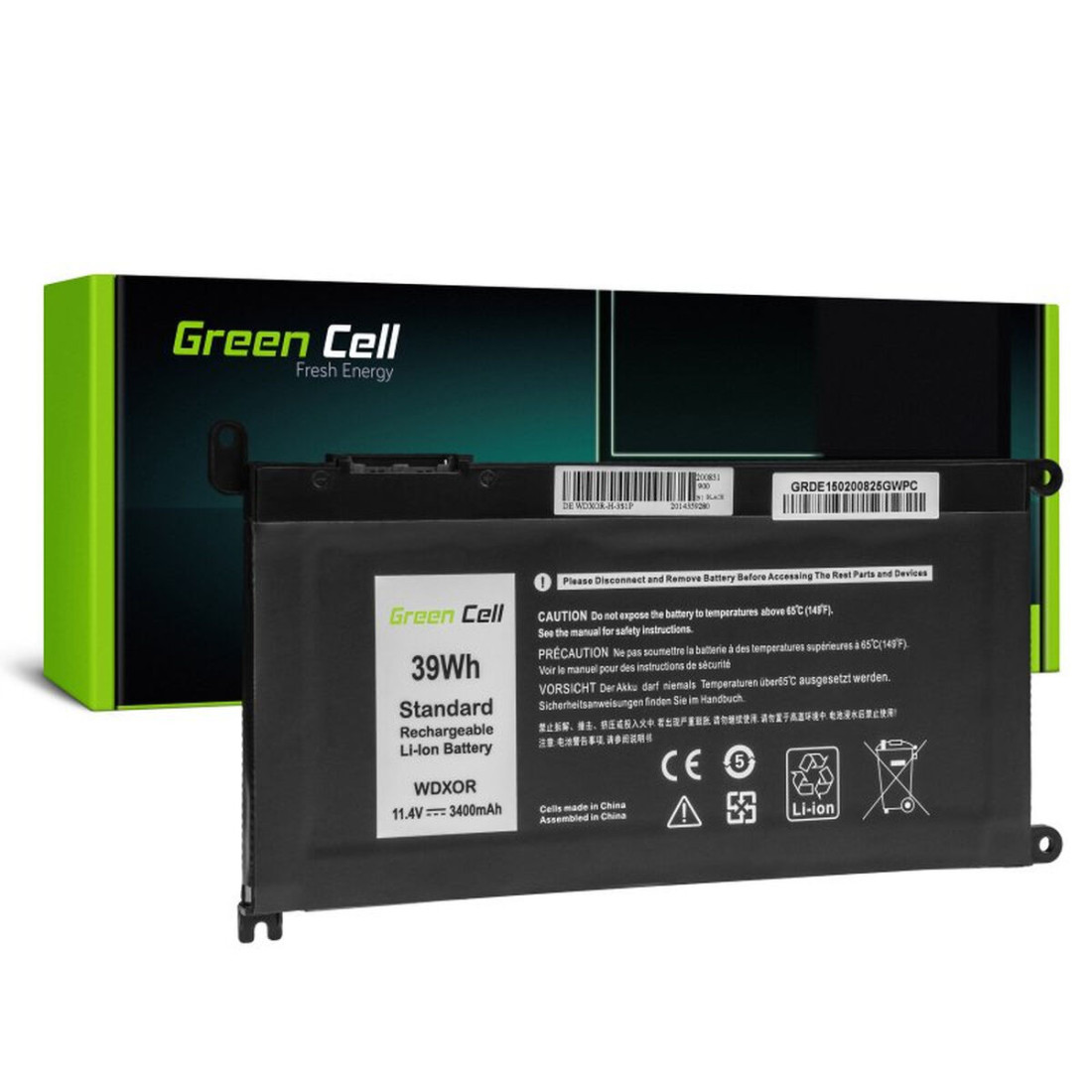 Nešiojamo kompiuterio baterija Green Cell DE150 Juoda 3400 mAh