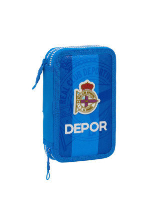 Dvigubo pieštuko dėklas R. C. Deportivo de La Coruña Mėlyna 12.5 x 19.5 x 4 cm (28 Dalys)