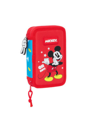 Dvigubo pieštuko dėklas Mickey Mouse Clubhouse Fantastic Mėlyna Raudona 12.5 x 19.5 x 4 cm (28 Dalys)