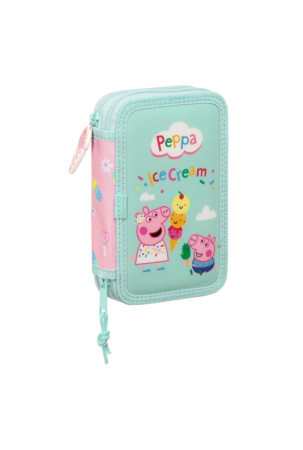 Dvigubo pieštuko dėklas Peppa Pig Ice cream Rožinė Mėtos 12.5 x 19.5 x 4 cm (28 Dalys)