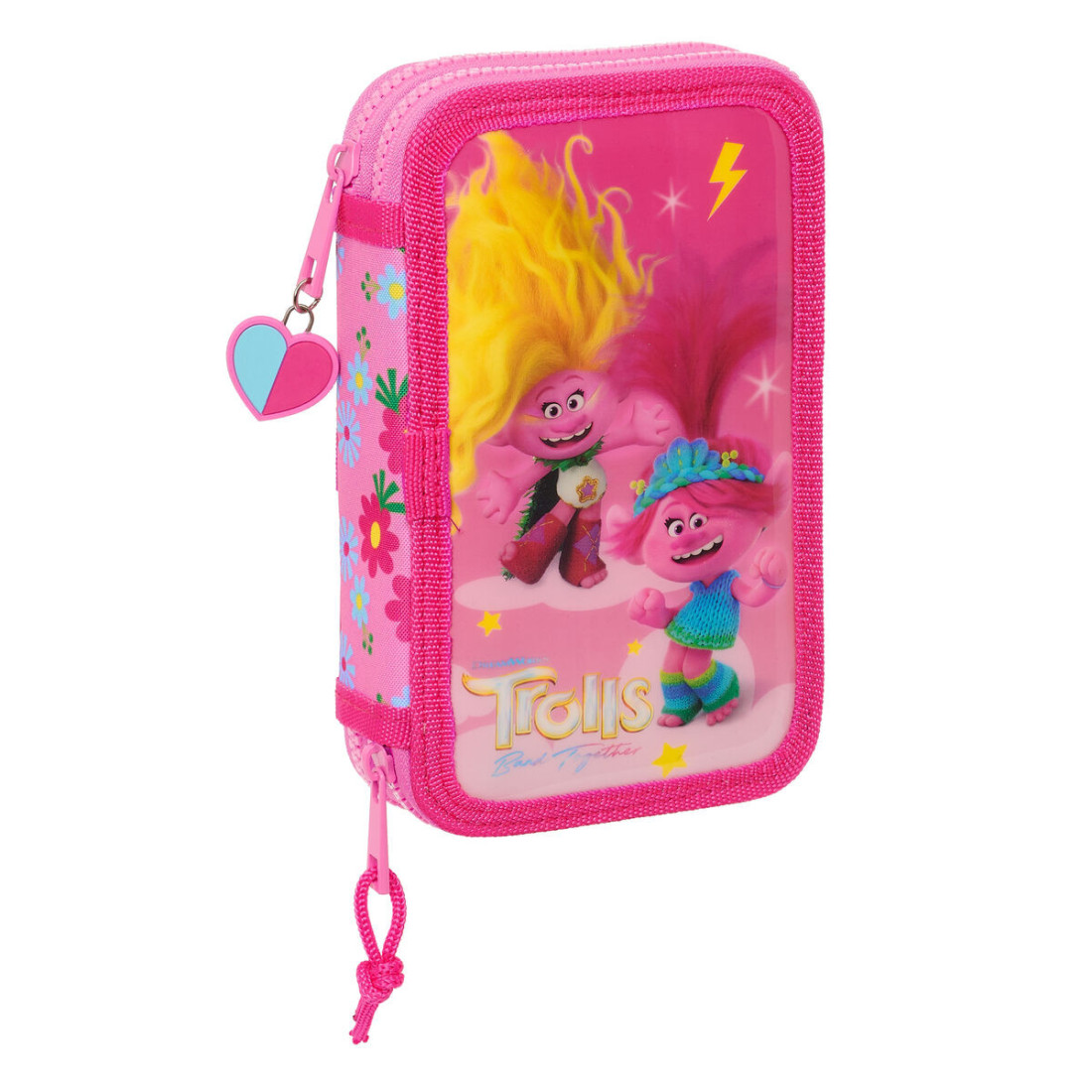 Dvigubo pieštuko dėklas Trolls Rožinė 12.5 x 19.5 x 4 cm (28 Dalys)