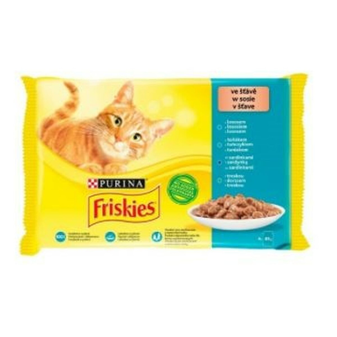 Kačių maistas Purina Mix Lašišos raudonumo spalva Tunas Menkė 4 x 85 g