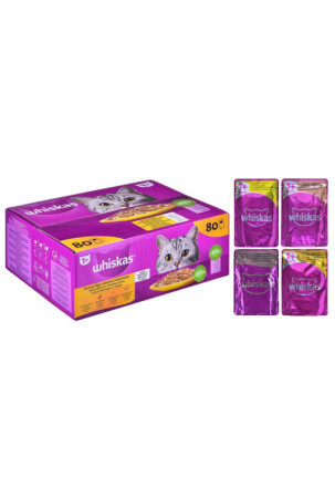 Kačių maistas Whiskas Jelly Višta Turkija Antis Paukščiai 80 x 85 g