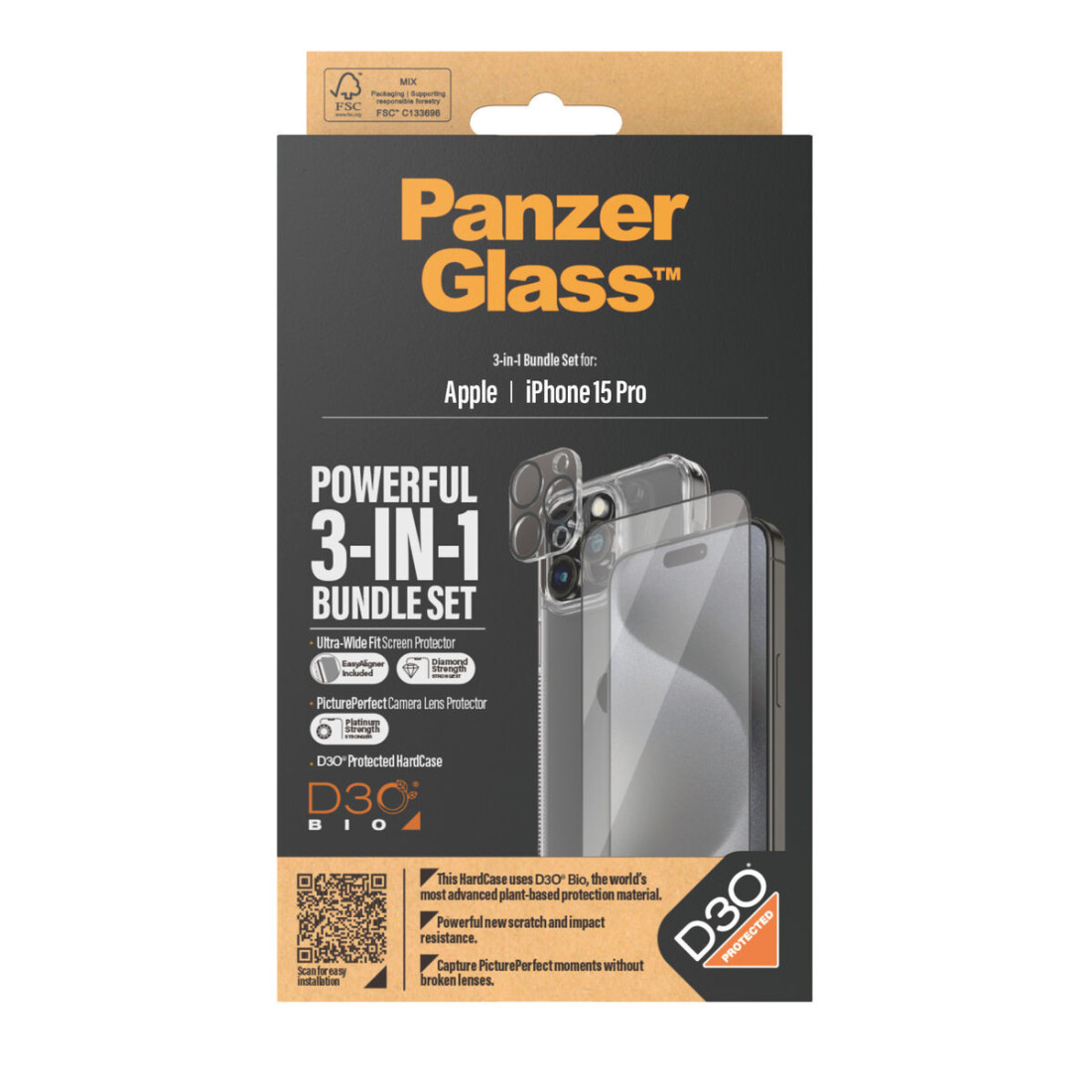 Mobiliojo telefono ekrano apsauga Panzer Glass B1173+2810 Apple iPhone 15 Pro