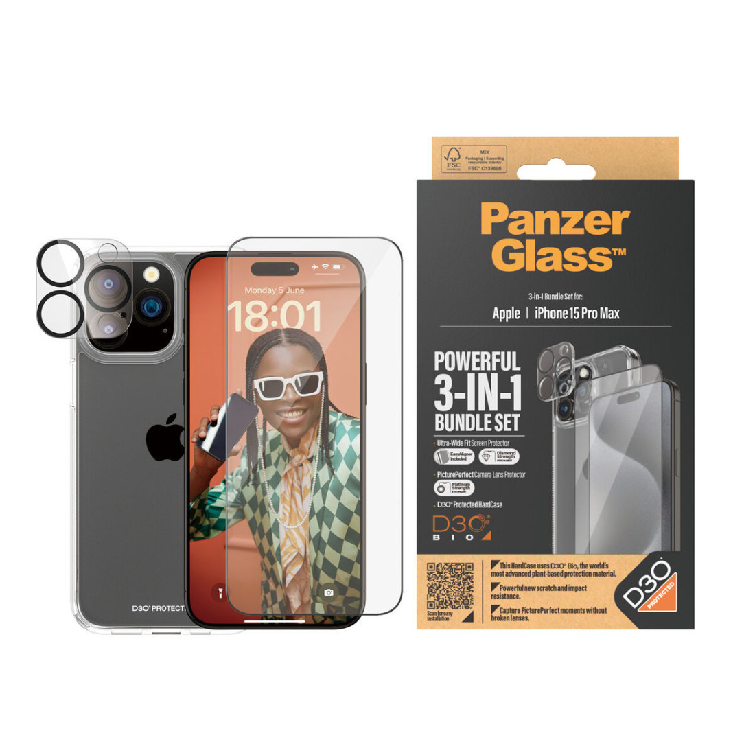 Mobiliojo telefono ekrano apsauga Panzer Glass B1175+2812 Apple iPhone 15 Pro Max