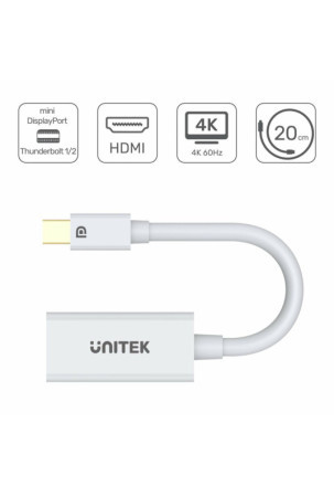 Mini DisplayPort – HDMI adapteris Unitek Y-6331 Balta 20 cm