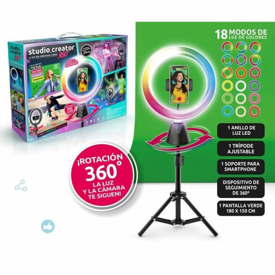 Asmenukių žiedo šviesa Canal Toys Studio creator video maker KIT 360º