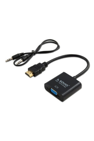 HDMI - VGA su garsu adapteris Savio CL-23/B Juoda 50 cm