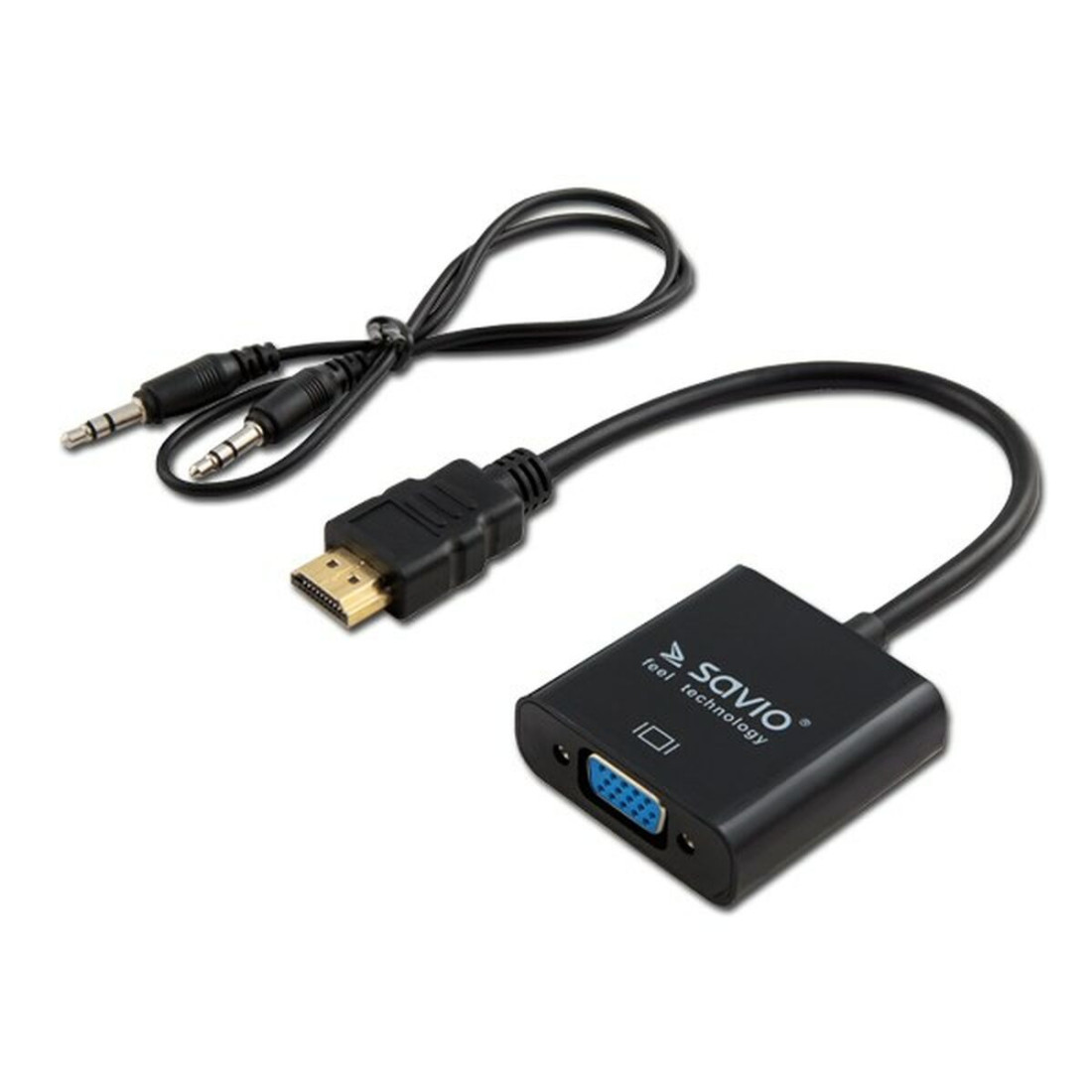 HDMI - VGA su garsu adapteris Savio CL-23/B Juoda 50 cm