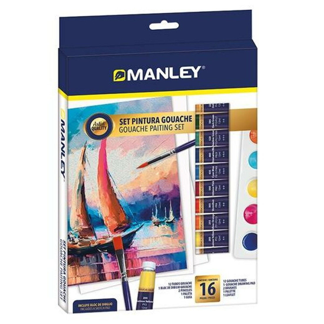 Gouache Painting Set Manley 16 Dalys Spalvotas