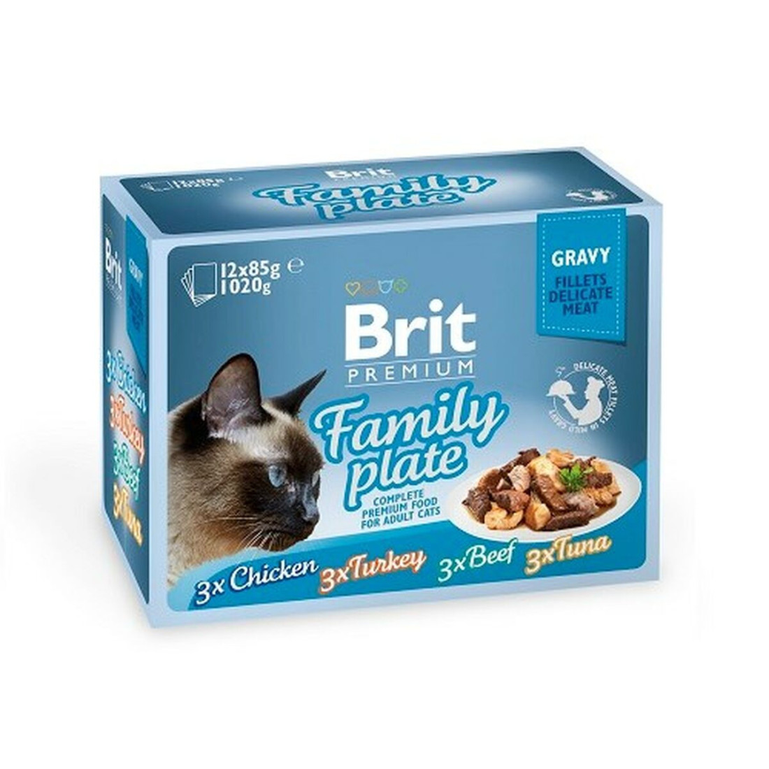 Kačių maistas Brit Pouch Gravy Tunas Turkija Veršiena 12 x 85 g