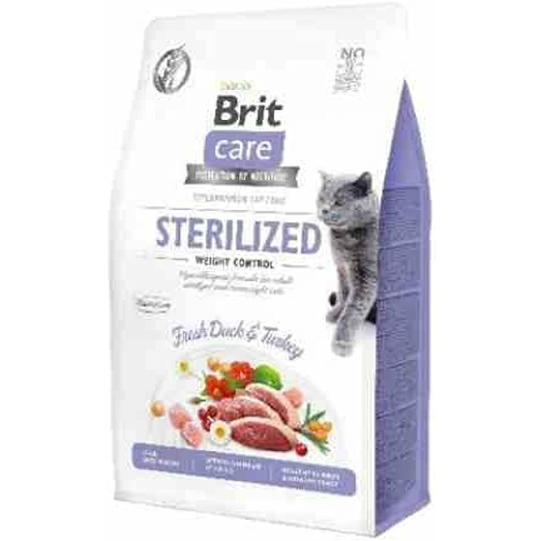 Kačių maistas Brit Care Grain-Free Sterilized Weight Control Suaugęs Turkija Antis 400 g