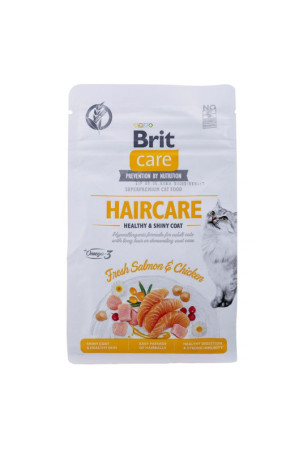 Kačių maistas Brit Care Grain Free Haircare Healthy & Shiny Coat Suaugęs Višta Lašišos raudonumo spalva 400 g