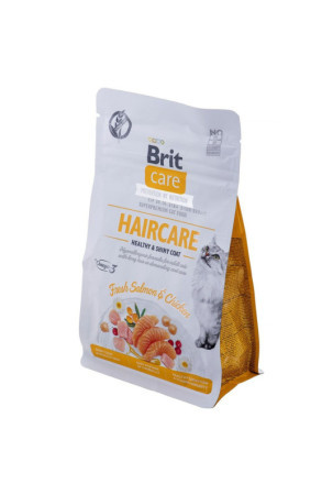 Kačių maistas Brit Care Grain Free Haircare Healthy & Shiny Coat Suaugęs Višta Lašišos raudonumo spalva 400 g