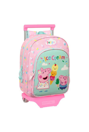 Mokyklinė kuprinė su ratukais Peppa Pig Ice cream Rožinė Mėtos 26 x 34 x 11 cm