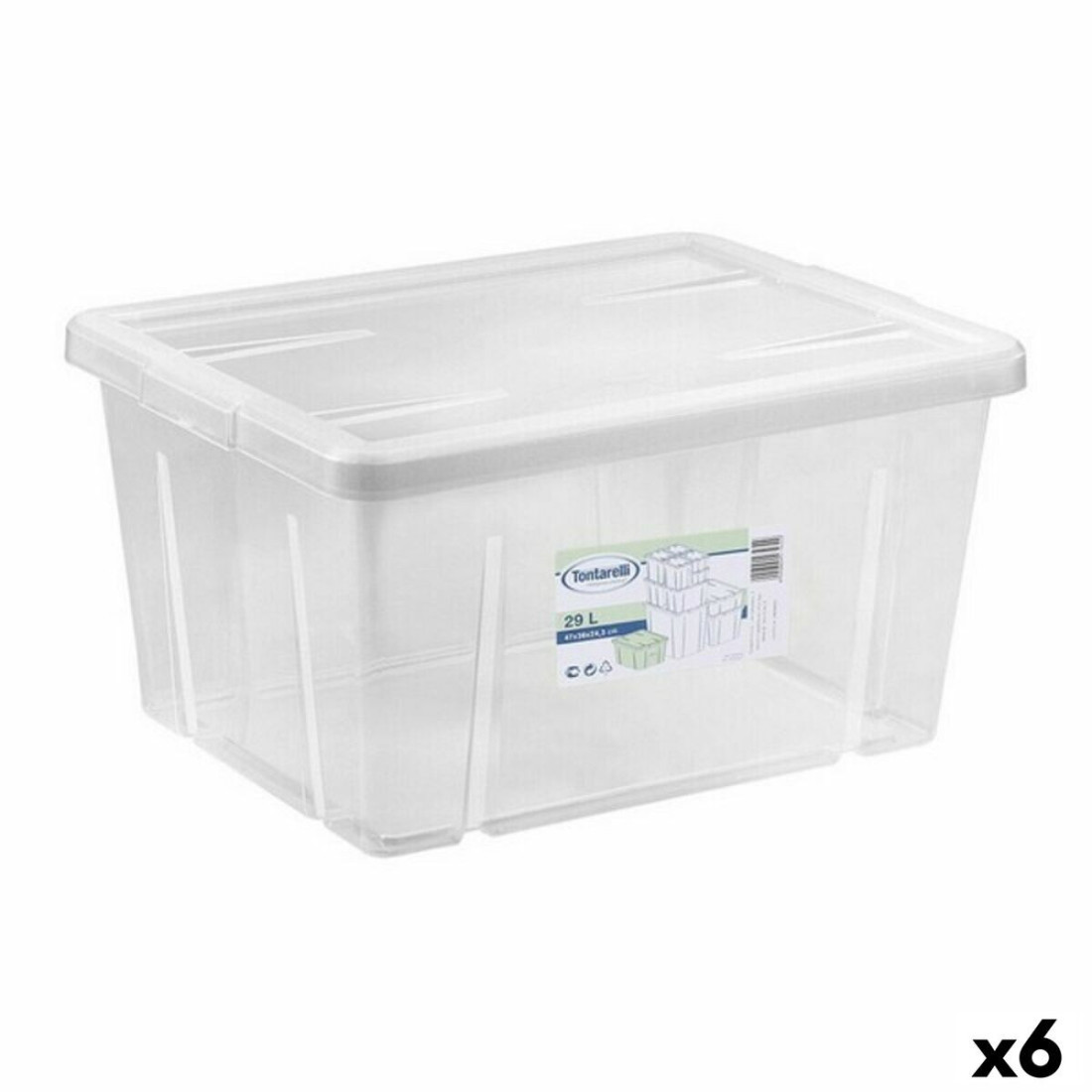 Sandėliavimo dėžutė su dangteliu Tontarelli Linea box 29 L 47 x 36 x 24,5 cm (6 vnt.)