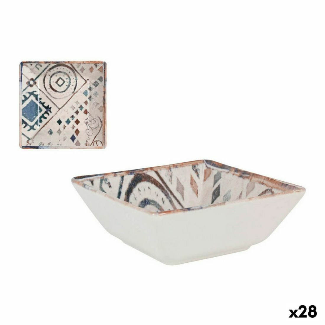 Dubuo La Mediterránea Grecia Porcelianas Mėlyna Ruda 13 x 13 x 5 cm (28 vnt.)