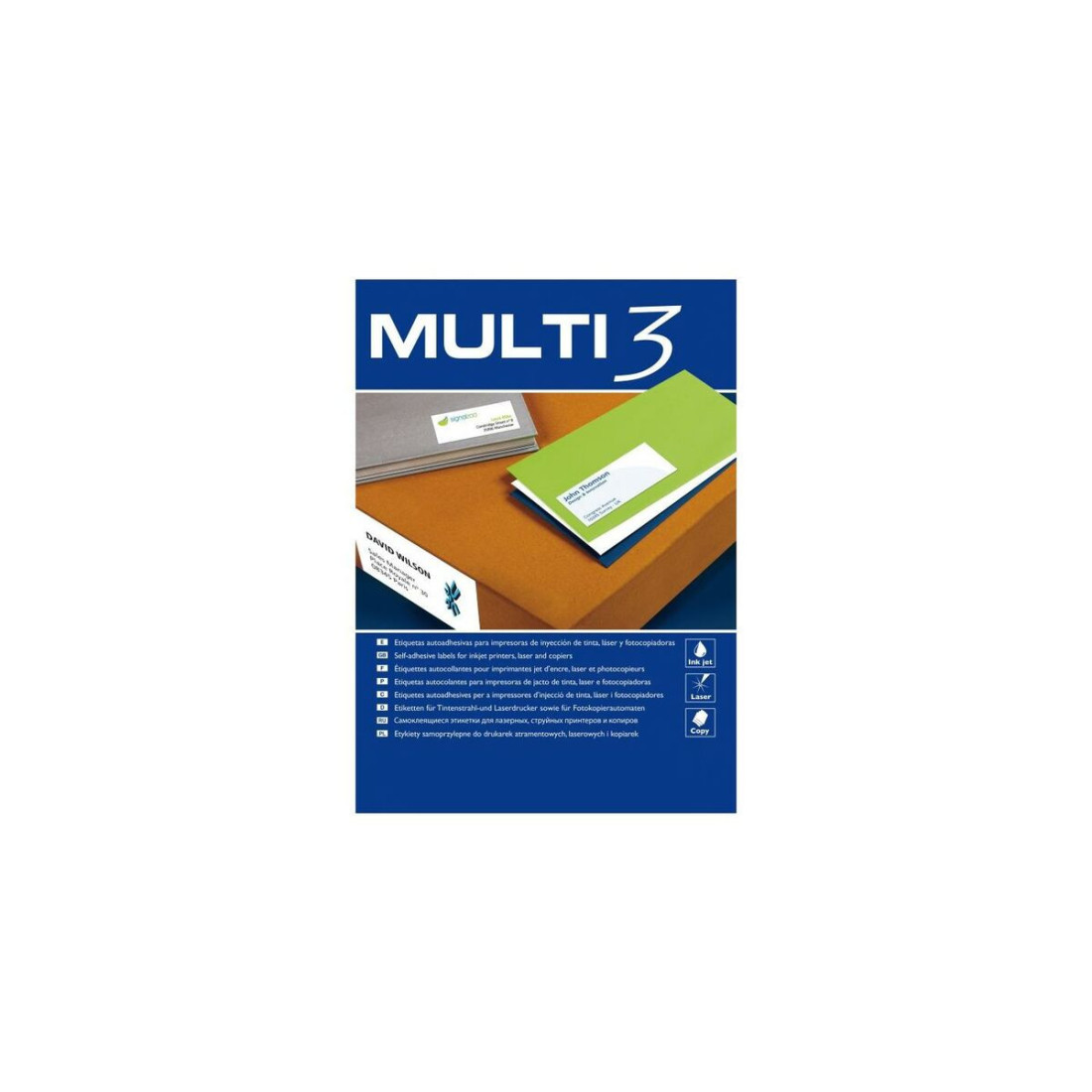 Etiketės spausdinimui MULTI 3 Inkjet Láser Balta Tiesiai 100 Paklodės 70 x 33,8 mm (24 vnt.)