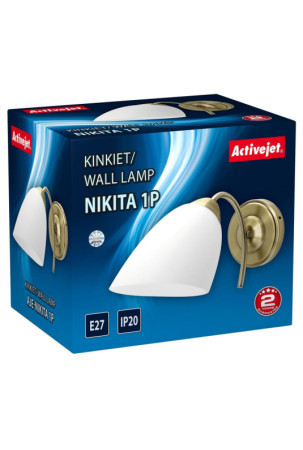 Sieninis apšvietimas Activejet NIKITA 1P Patyna Balta Metalinis stiklas 60 W 220-240 V 26 x 12 x 12,5 cm 30 x 12 x 15 cm (1 Daly