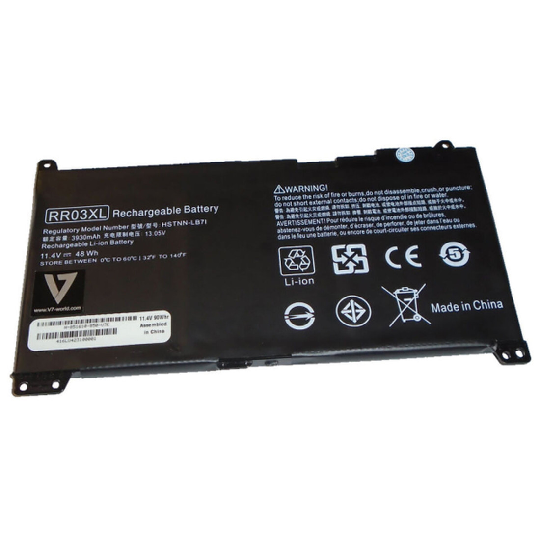 Nešiojamo kompiuterio baterija V7 H-851610-850-V7E Juoda 3930 mAh