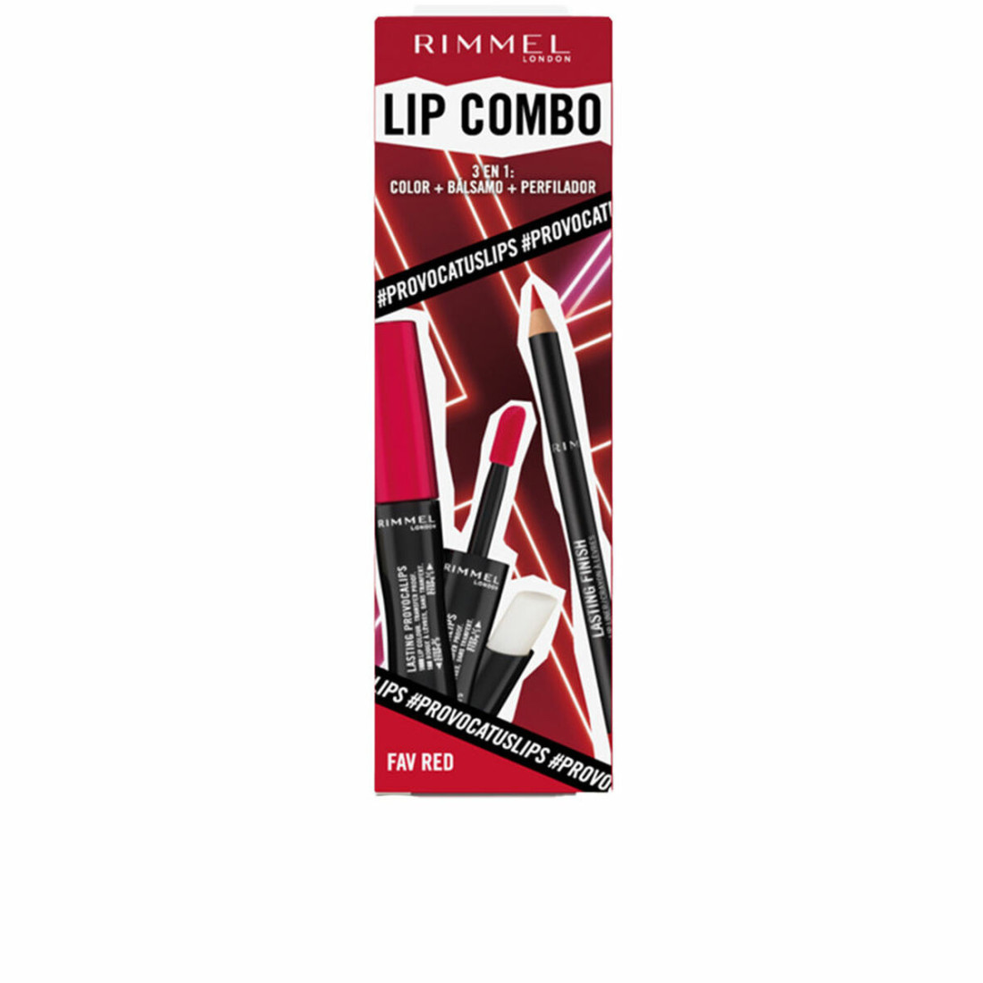 Makiažo Rinkinys Rimmel London Lip Combo 3 Dalys Fav Red