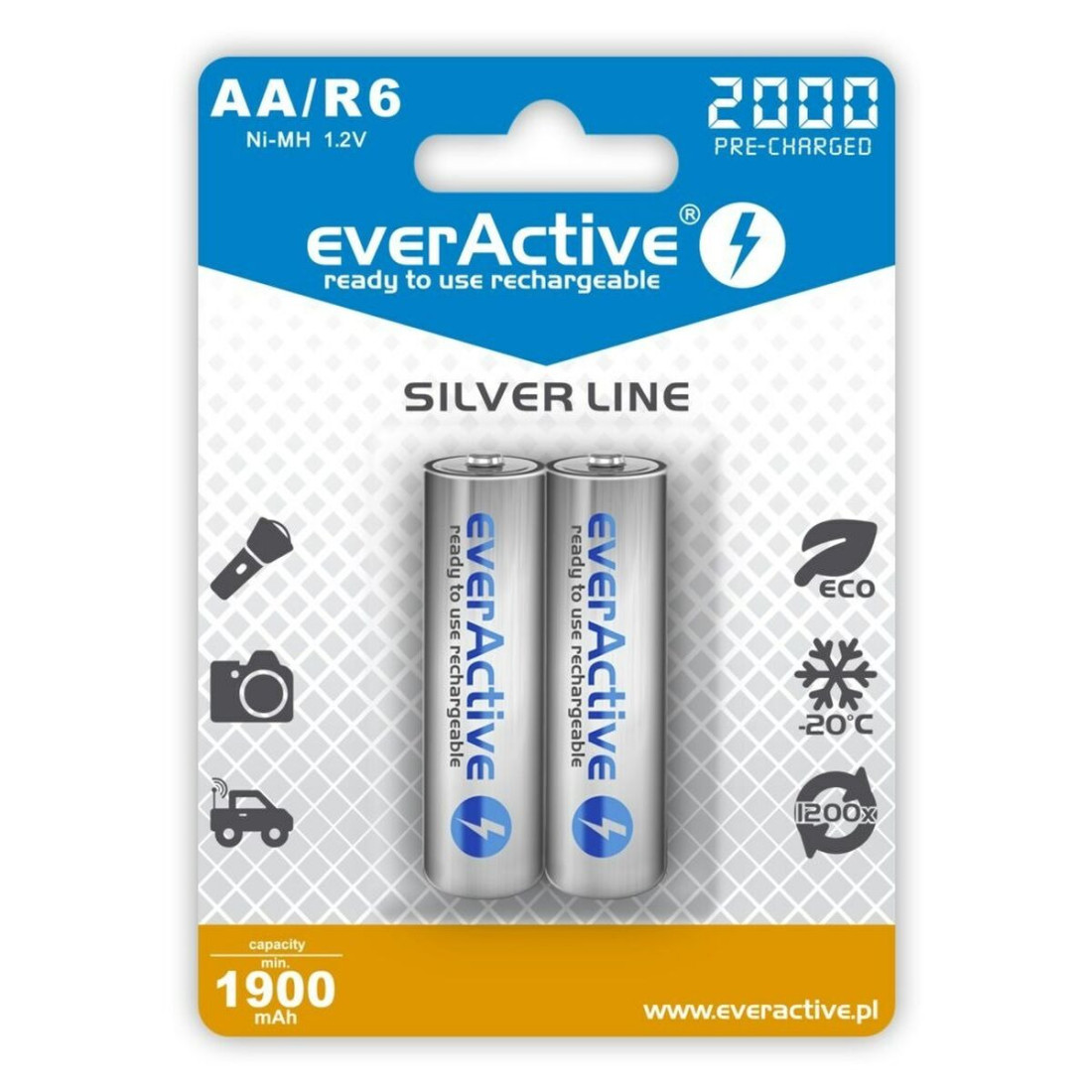 Įkraunamos baterijos EverActive EVHRL6-2000 2000 mAh 1,2 V