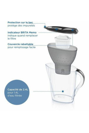 Puodelis-filtras Brita Carafe Marella Grafito Plastmasinis 2,4 L