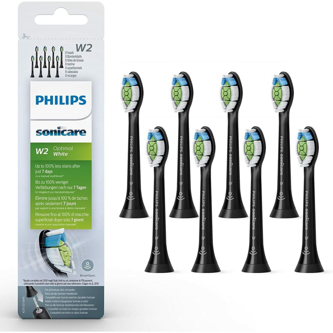 Pakeičiama galvutė Sonicare W2 Optimal Philips HX6068/13 Juoda 8 vnt.