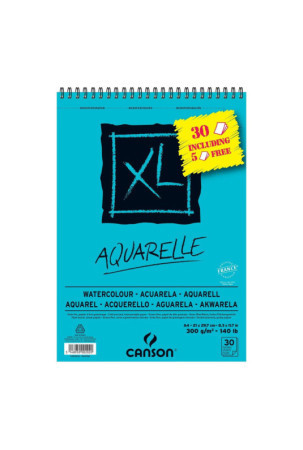 Piešimo bloknotas Canson AQUARELLE XL 21 x 29,7 cm 5 vnt. 30 Paklodės 300 g/m² 210 x 297 mm