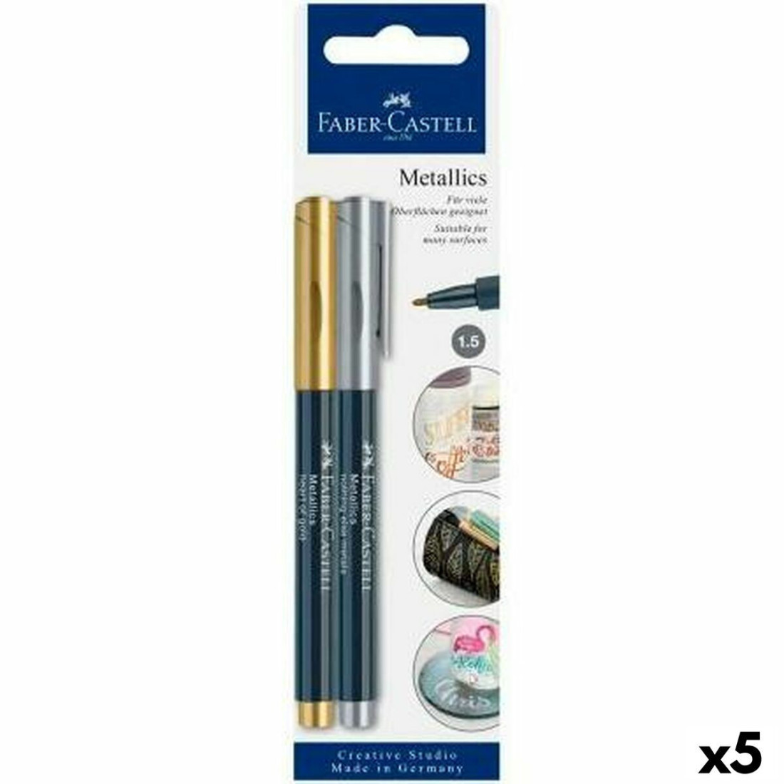 Žymeklių rinkinys Faber-Castell Creative Studio Metallics Auksinis Metalinis (5 vnt.)