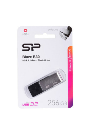 USB atmintukas Silicon Power Blaze B30 Juoda Juoda/Sidabras 256 GB