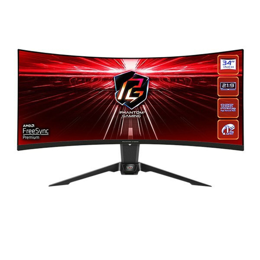 Monitorius ASRock PG34WQ15R2B 34" VA LCD Flicker free 50 / 60 Hz 165 Hz