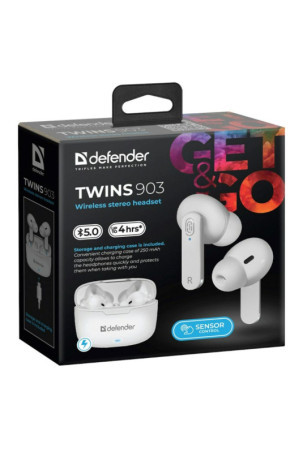 Bluetooth ausinės Defender TWINS 903 Balta Spalvotas