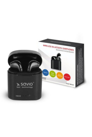 Bluetooth ausinės Savio TWS-02 Juoda Grafito