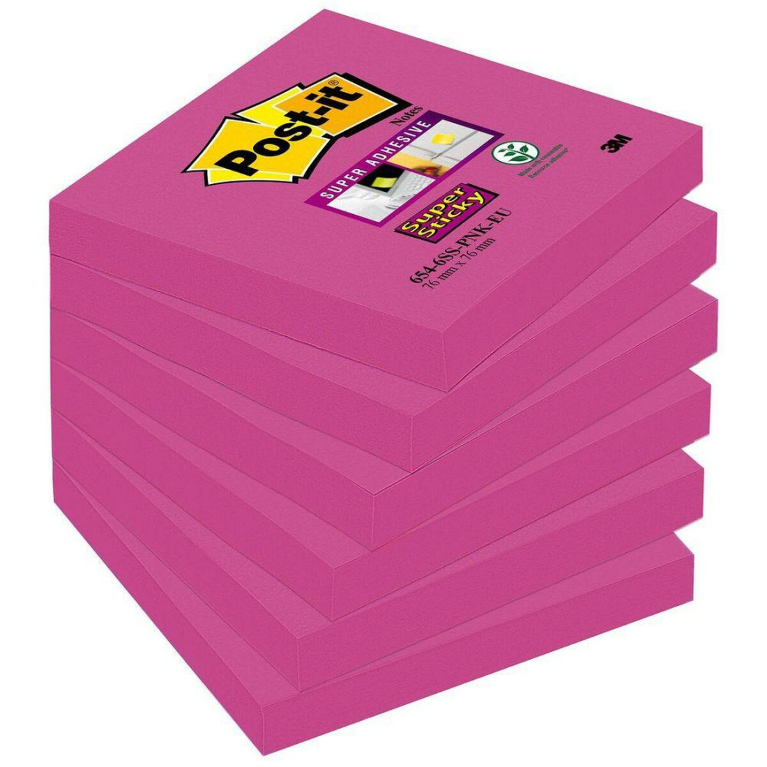 Lipnūs lapeliai Post-it Super Sticky Fuksija 6 Dalys 76 x 76 mm