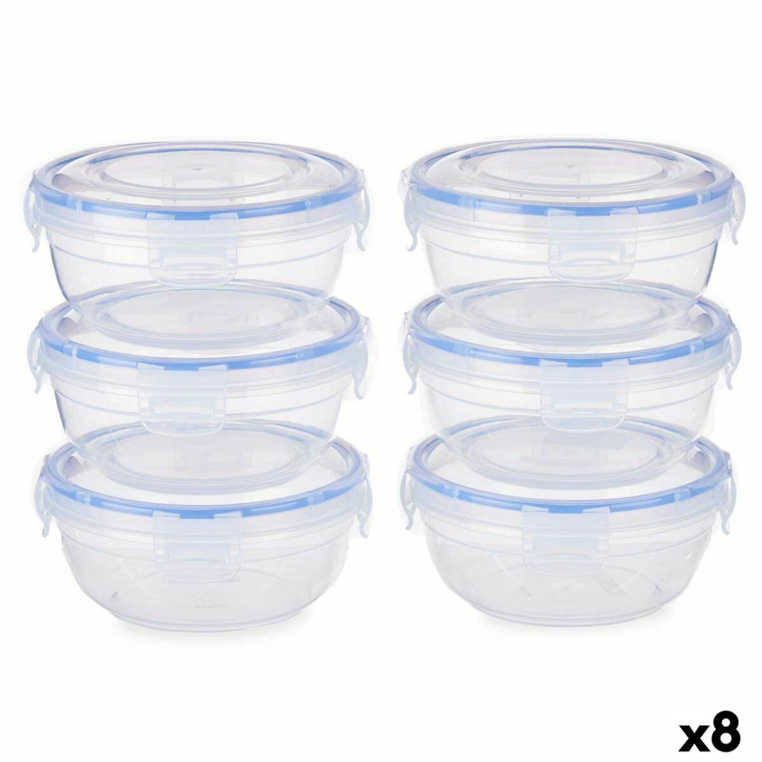 Padažinių rinkinys Hermetiškas Mėlyna Skaidrus Plastmasinis 800 ml 15,5 x 7,5 x 15,5 cm (8 vnt.)