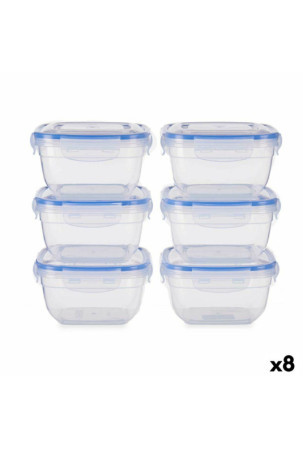 Padažinių rinkinys Hermetiškas Mėlyna Skaidrus Plastmasinis 900 ml 14,5 x 8,5 x 14,5 cm (8 vnt.)