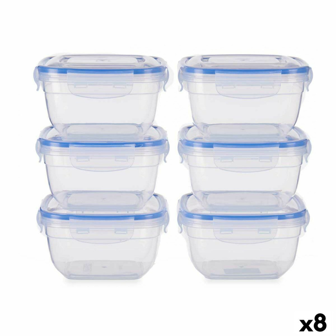 Padažinių rinkinys Hermetiškas Mėlyna Skaidrus Plastmasinis 900 ml 14,5 x 8,5 x 14,5 cm (8 vnt.)