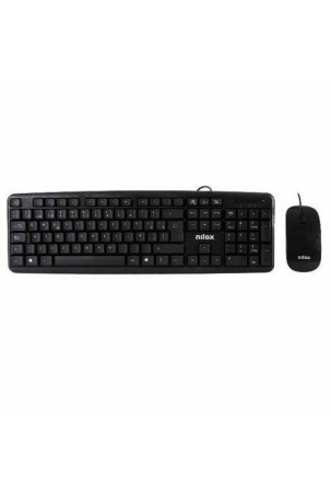 Klaviatūra ir pelė Nilox COMBO USB NILOX - TECLADO + RATÓN FLAT Juoda Ispaniška Qwerty QWERTY