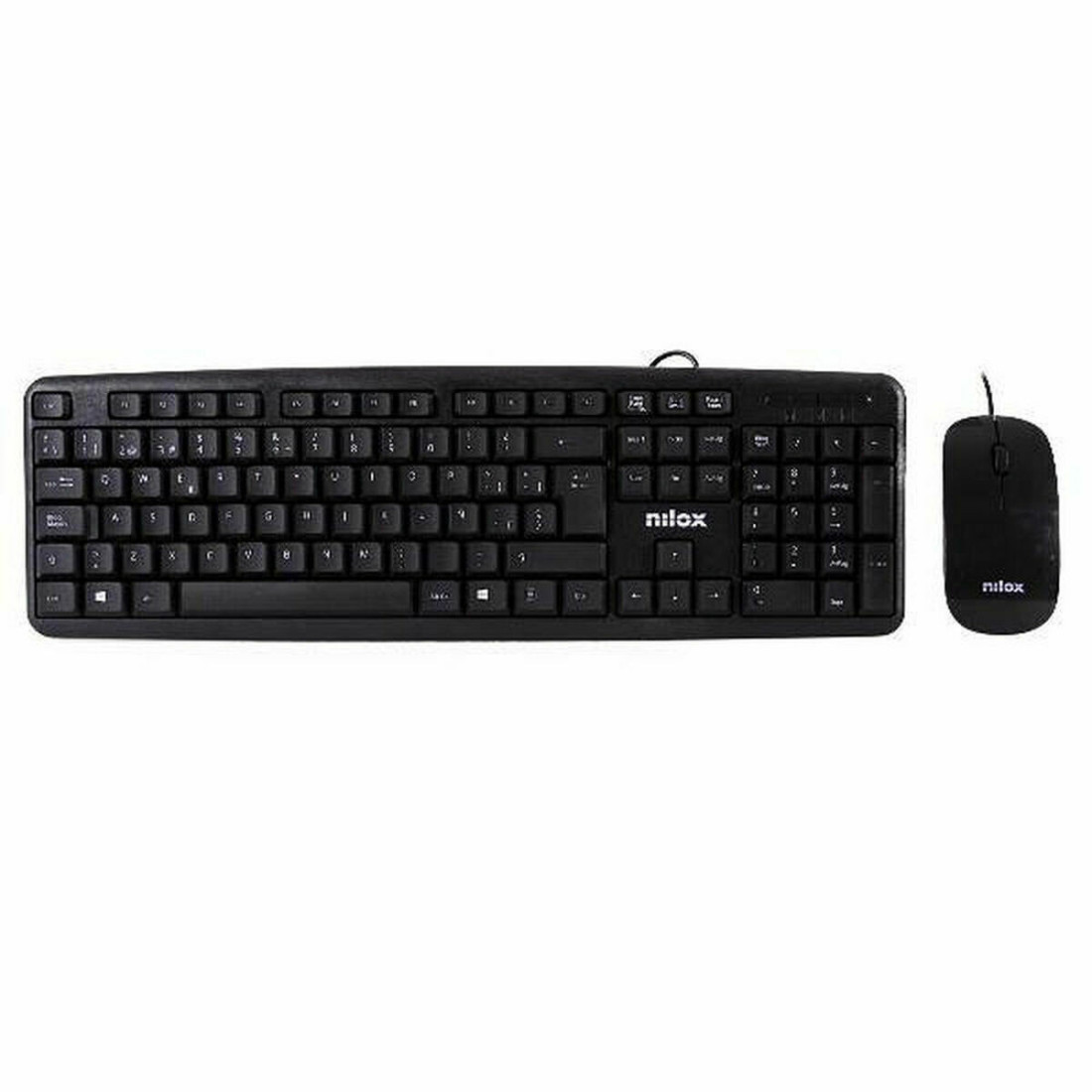 Klaviatūra ir pelė Nilox COMBO USB NILOX - TECLADO + RATÓN FLAT Juoda Ispaniška Qwerty QWERTY