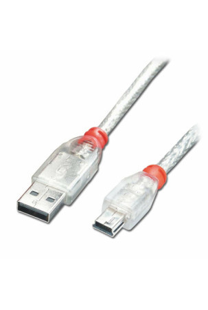 USB 2.0 A - Mini USB B kabelis LINDY 41782 Pilka Skaidrus 1 m