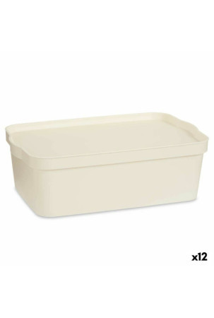 Sandėliavimo dėžutė su dangteliu Kreminė Plastmasinis 14 L 29,5 x 14,3 x 45 cm (12 vnt.)