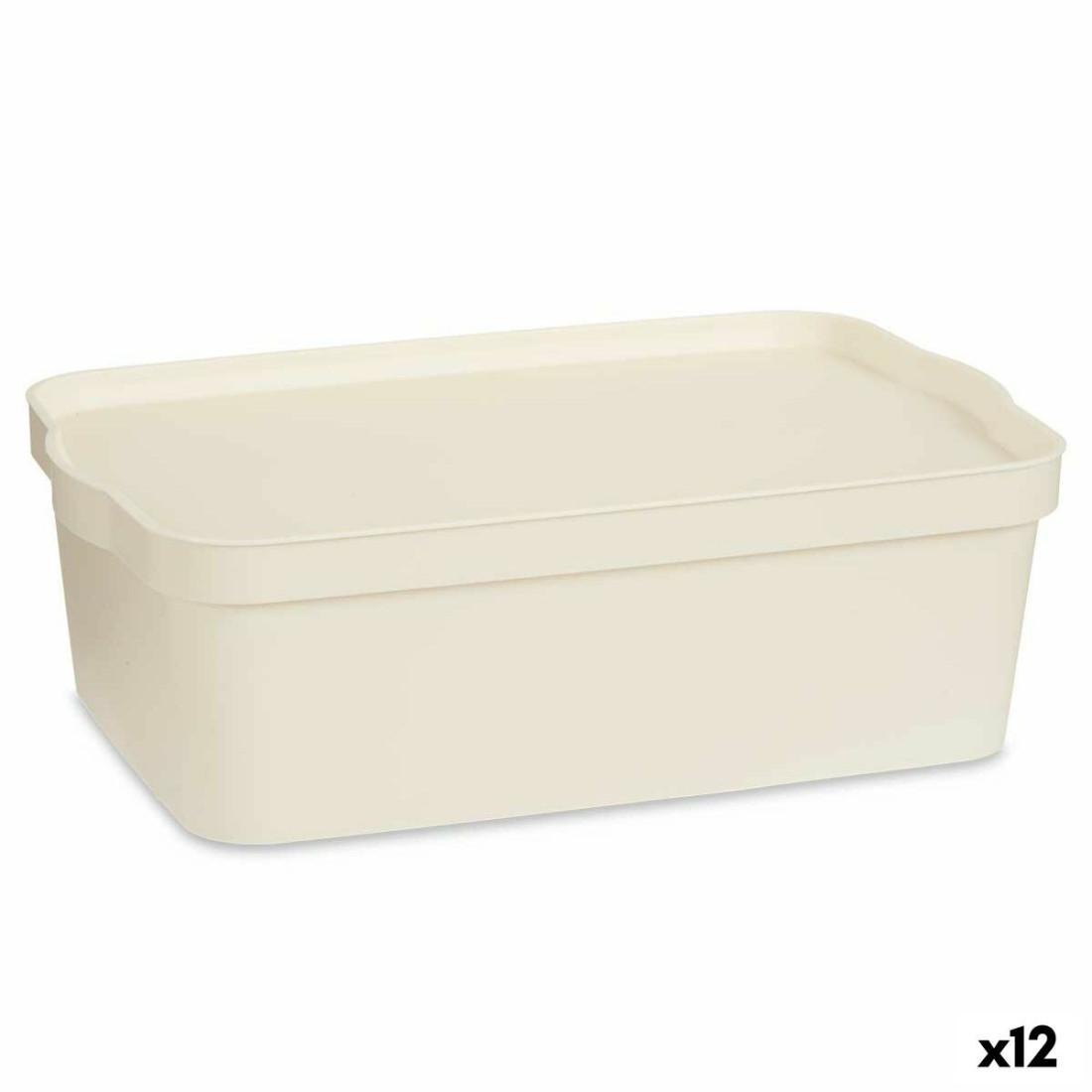 Sandėliavimo dėžutė su dangteliu Kreminė Plastmasinis 14 L 29,5 x 14,3 x 45 cm (12 vnt.)