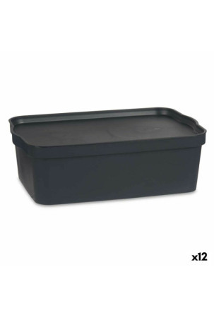 Sandėliavimo dėžutė su dangteliu Antracito Plastmasinis 14 L 29,5 x 14,3 x 45 cm (12 vnt.)