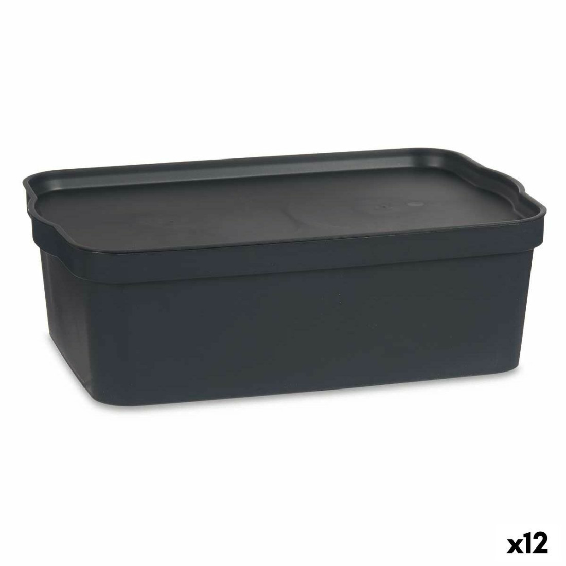 Sandėliavimo dėžutė su dangteliu Antracito Plastmasinis 14 L 29,5 x 14,3 x 45 cm (12 vnt.)